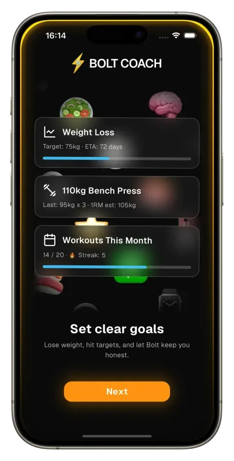 Onboarding screen: set clear goals