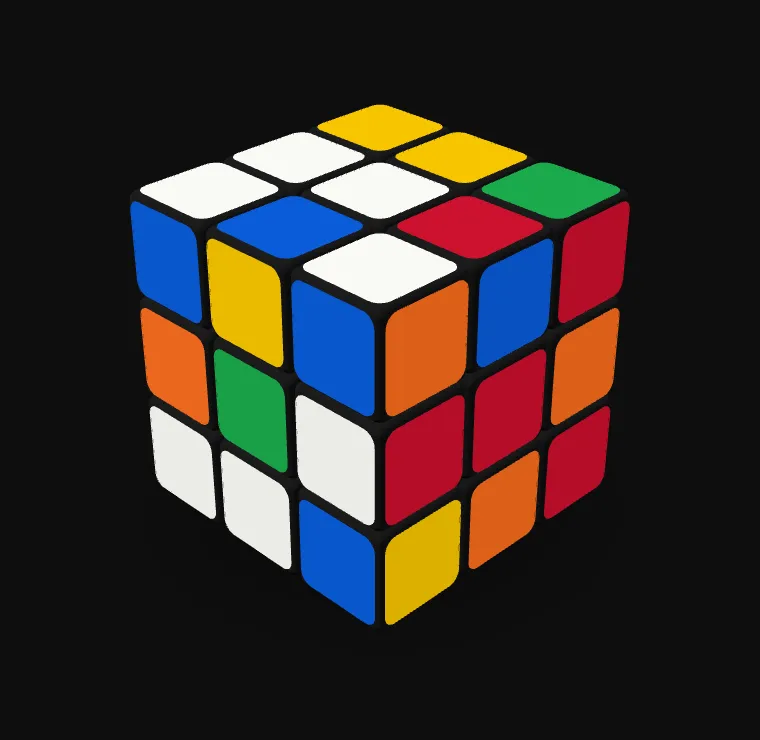 The scrambled cube in the classic style with the lights off