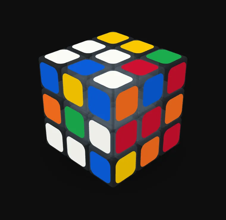 The scrambled cube in the glass style with the lights off