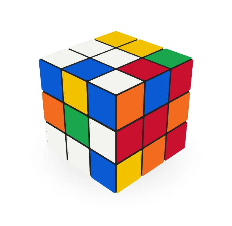 The scrambled cube in the paper style on the light page