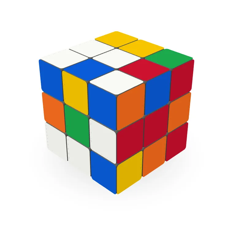 The scrambled cube in the stickerless style on the light page