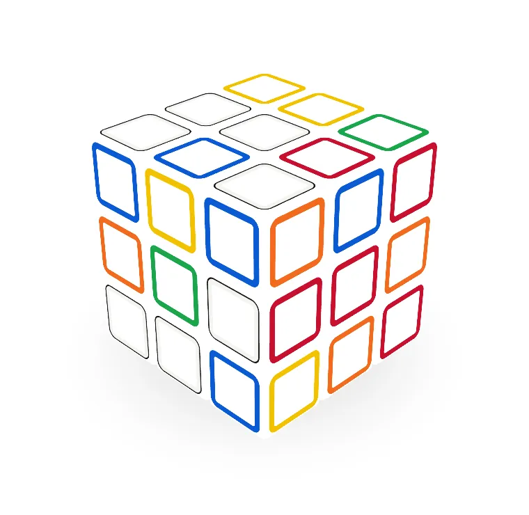 The scrambled cube in the wireframe style on the light page